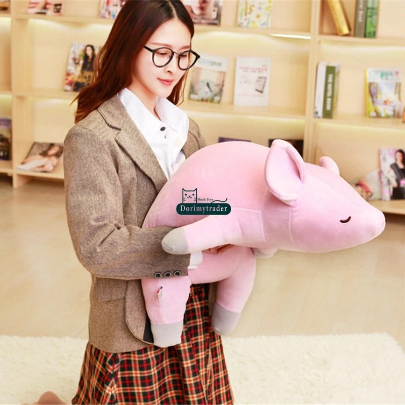 Dorimytrader cuddly soft pink pig plush animal toy stuffed cartoon lying pigs doll pillow gift for children decoration 30inch 75cm DY61877 (3)