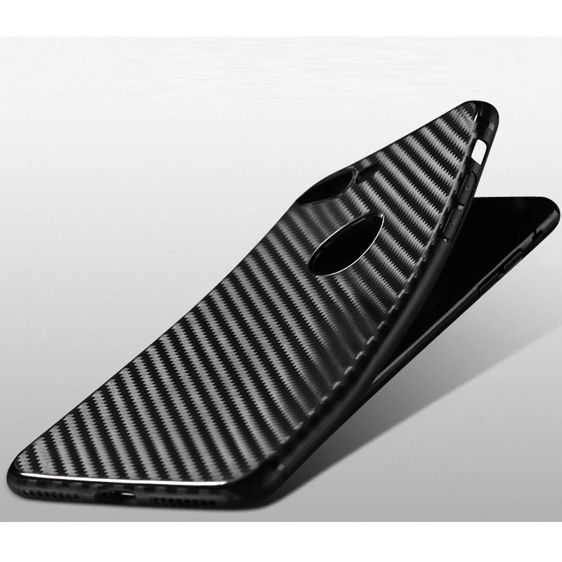 Carbon friber Soft protective full case shell for iphone 8 / 8 plus back Cover