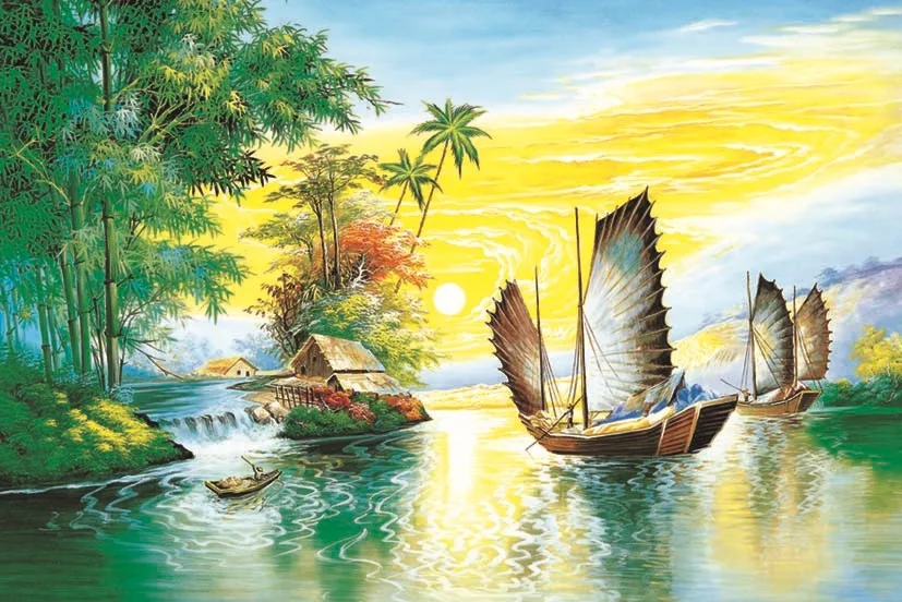 Wholesale Pop Scenery Modern Small Boat Scenery Painting - Buy Boat Scenery Painting,Pop Boat 