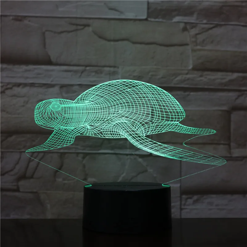 Kid's Gifts 3D LED 7-Color Night Light Table Lamp Touch switch Sea Turtles 
