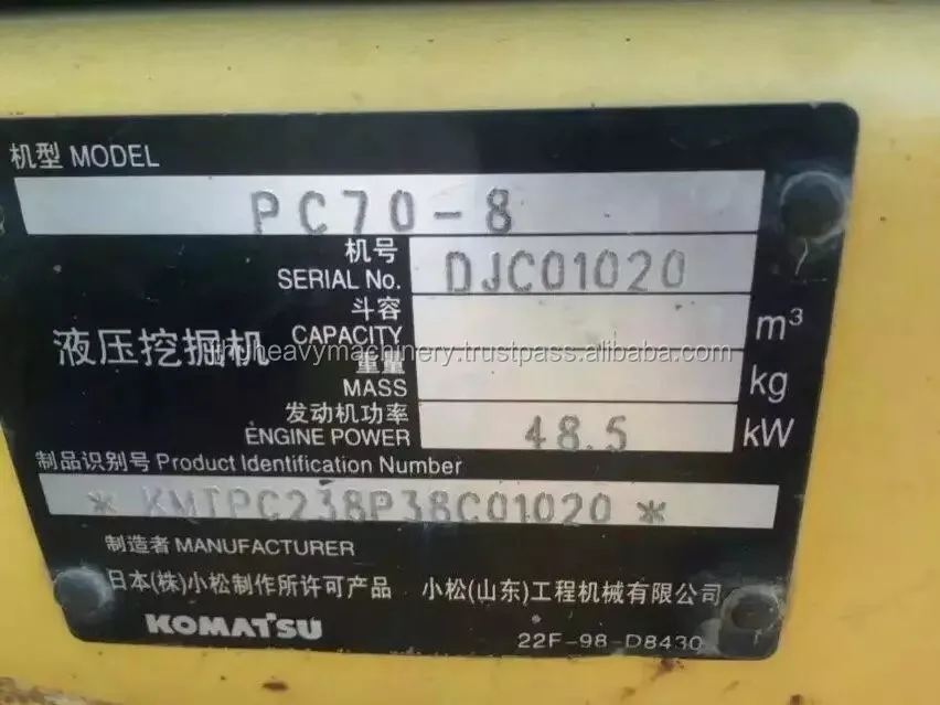 Used Mini Hydraulic Excavator Komatsu PC70 for Sale