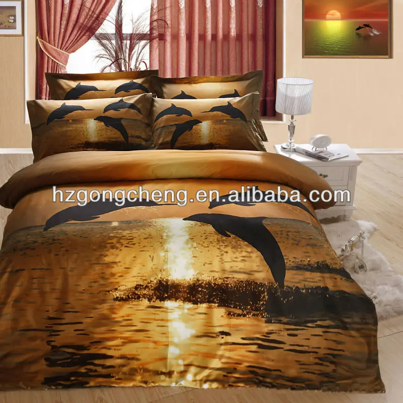 4pcs 100 Cotton Dolphin Print 3d Duvet Cover Set Bedding Set