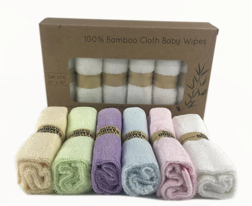 Wholesale Luxury Bamboo Baby 10x10 Washcloths Organic Sets 6 Pack