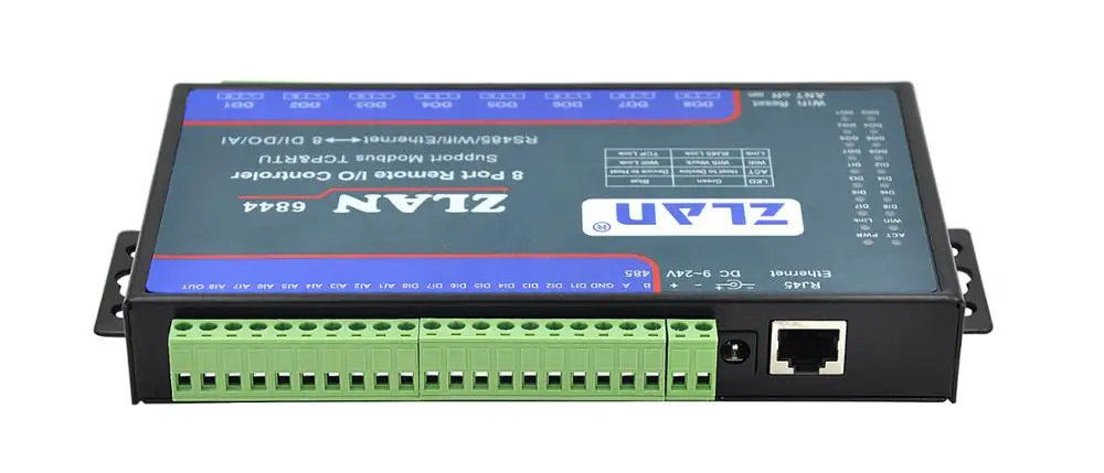 ZLAN6844 8 channels WIFI + LAN + Modbus TCP/RTU i/o module Remote I/ O ...