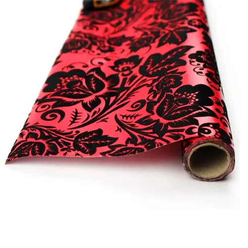 Custom Fancy Black And Red Flocking Flock Wrapping Paper Buy Flock