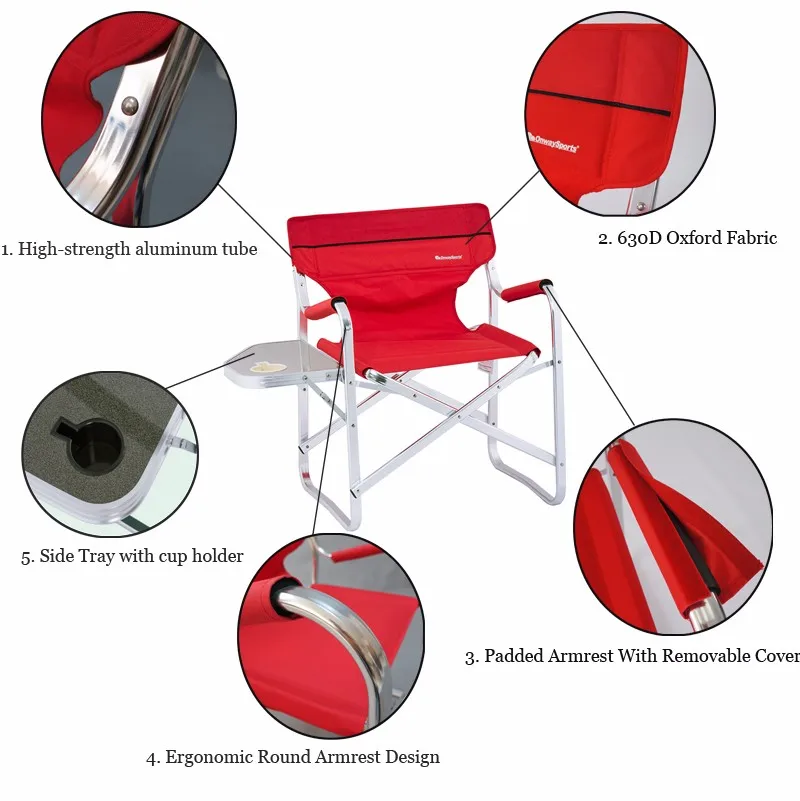 Aluminum Portable Director Folding Chair With Side Tray Buy Director