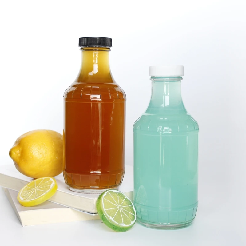 16 Oz Clear Glass Sauce Decanter Bottles 16oz Sauce Bottles With Ribbed