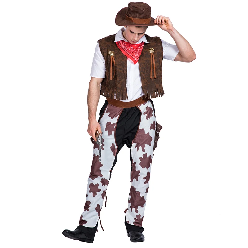 Carnival Party Fancy Dress Outfit Adult Men Cowboy Wild Western Cosplay ...