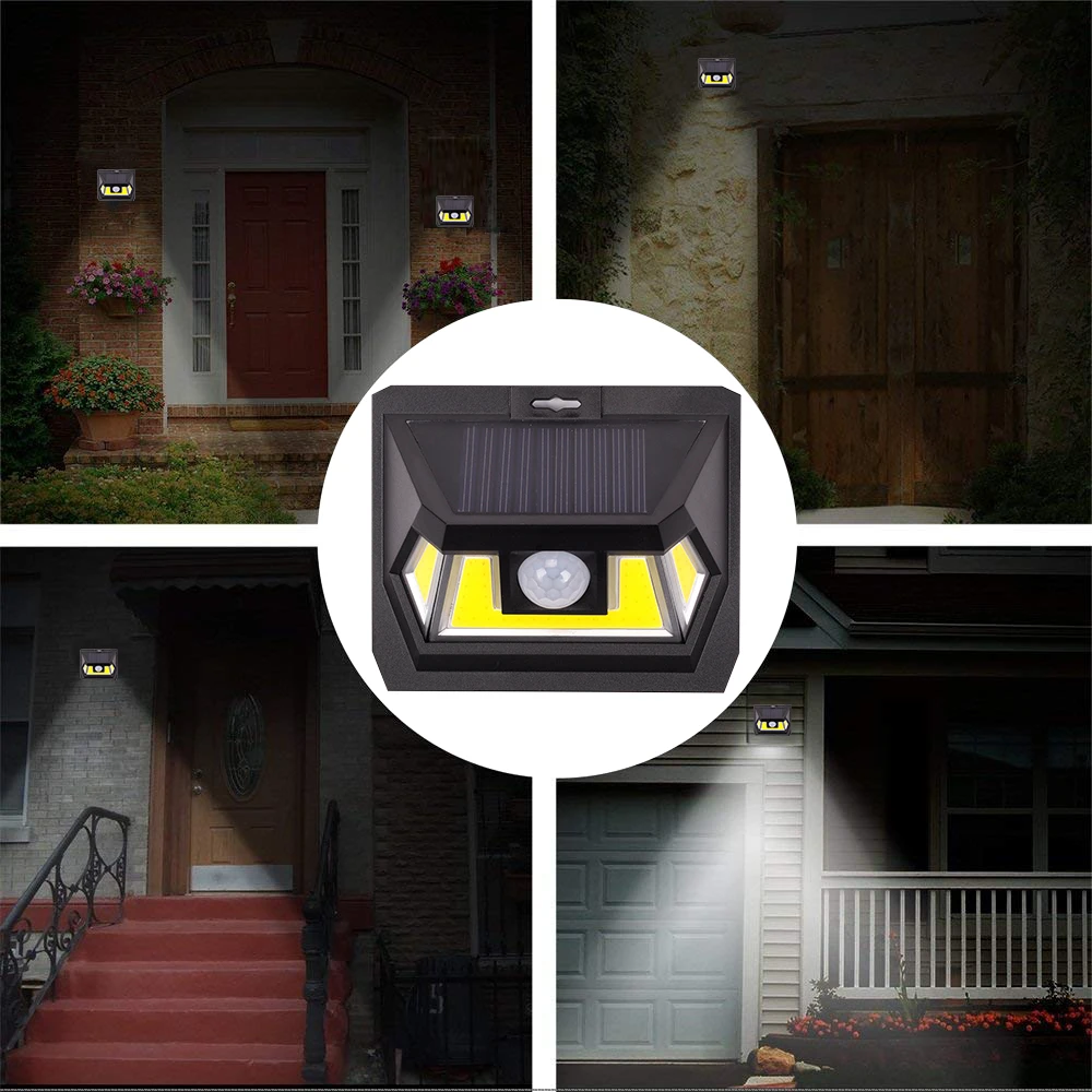 7 W ip 65 waterproof cob sensor light,18650 battery powered solar wall light with motion sensor factory