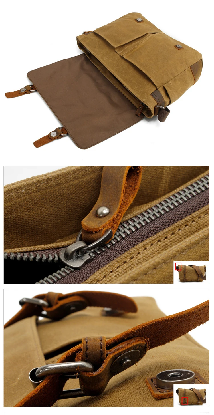 Waxed canvas leather clear water proof latest vintage digital design outdoor messenger camera bag