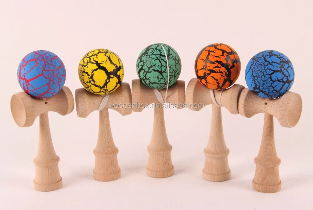 Wood Full Sized Crackle Wood Kendama Ball Education Traditional Game Toy 