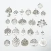 Simple Design silver mixed multi round tree of life pendant necklace