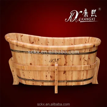 wooden clawfoot tub