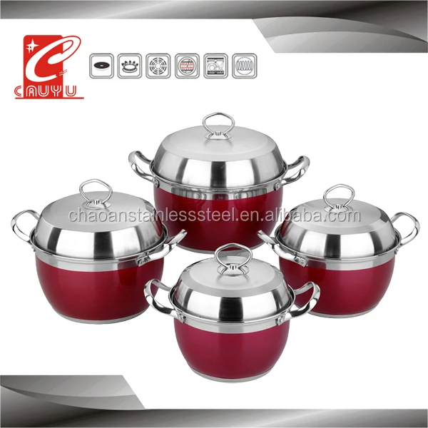 Red Color Cooking Pot Stainless Steel Soup Pot Cycs58b-2br - Buy Color ...