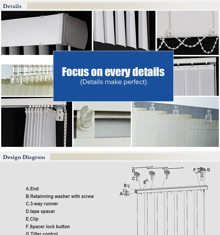 Smart Automatic Electric Motorized Vertical Blinds Blackout Fabric/pvc