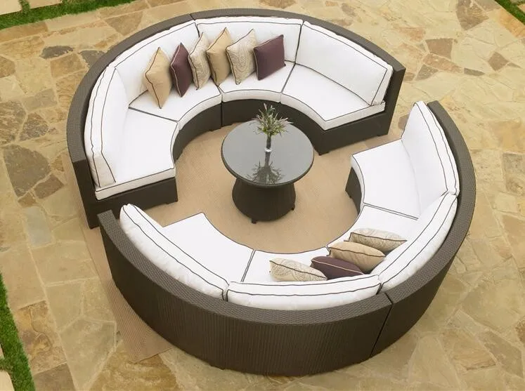 Cheap Garden Furniture Outdoor Round Sectional Sofa Round Outdoor Sofa