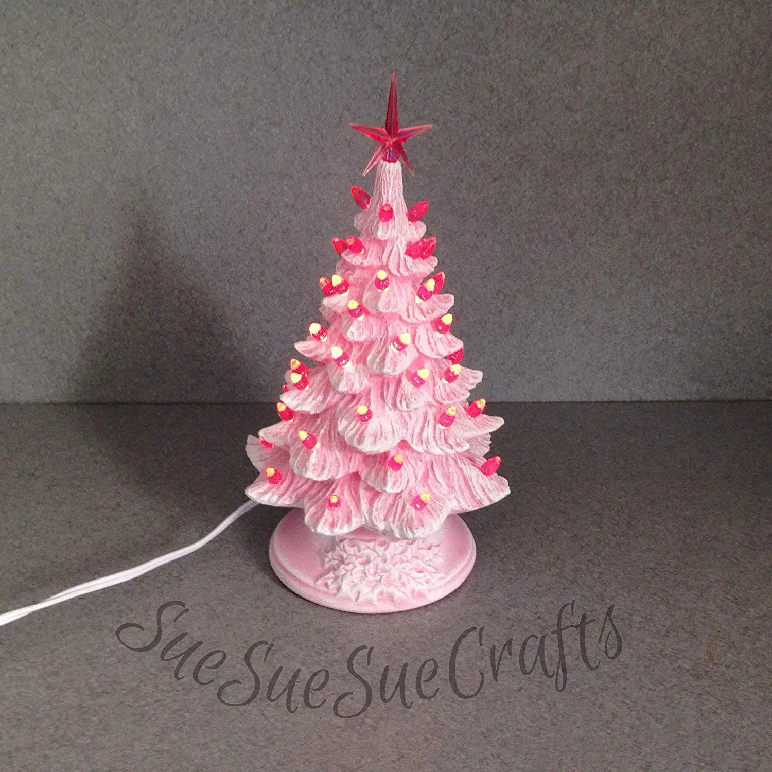Mini Pink Christmas Tree Find Deals Get Quotations Medium Size Ceramic Pink Dry Brushed Lighted Christmas Tree With Small Twist Lights 11