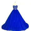 2018 High Quality Blue Ball Gown Wedding Dress With Crystal Beads And Sequin
