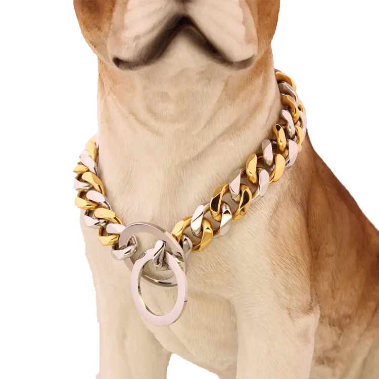 Twist Link Tone Cuban Link Dog Chain Metal Dog Chain Collar No Choke