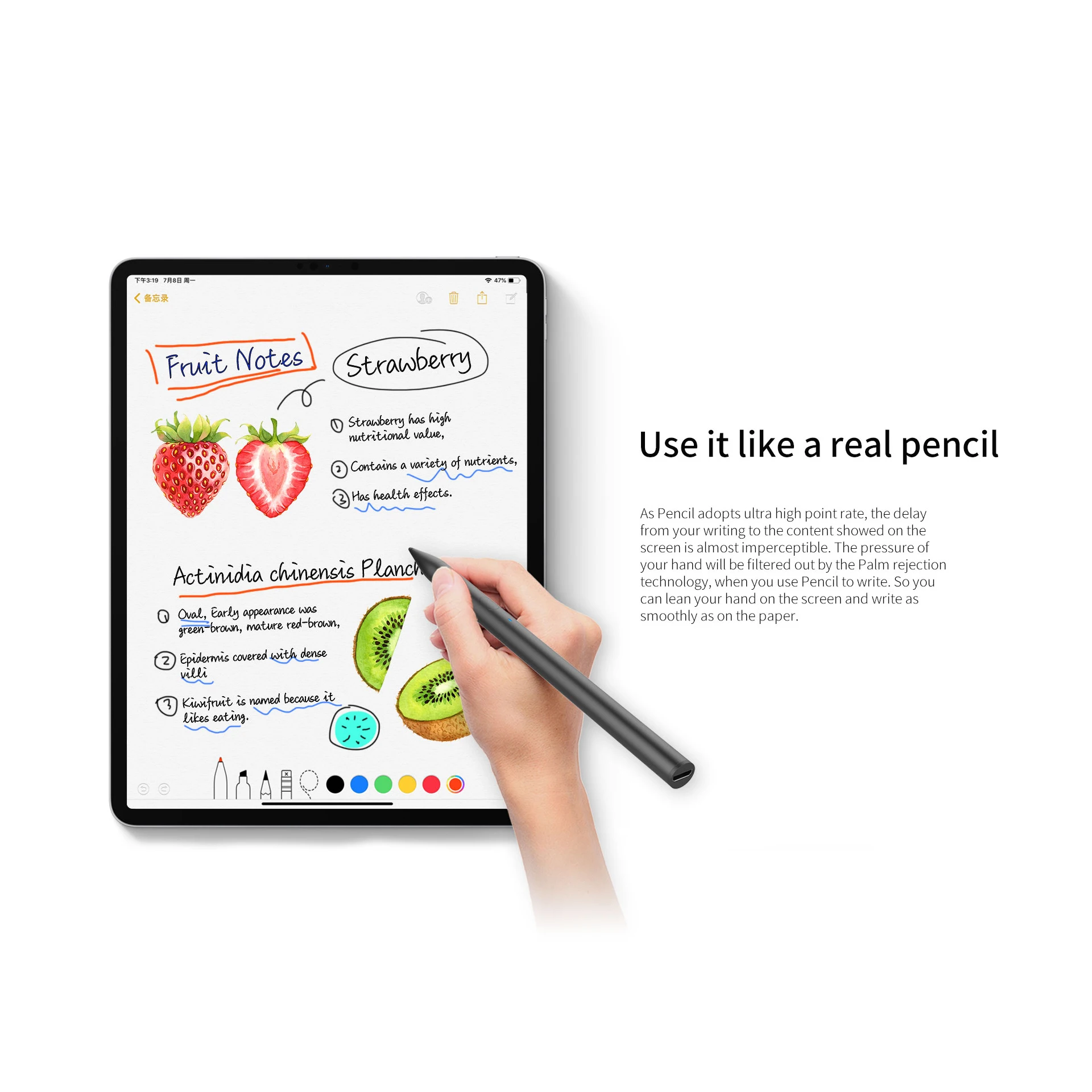 2019 New Arrival Palm Rejection Usb Charging Port Metal Drawing Stylus