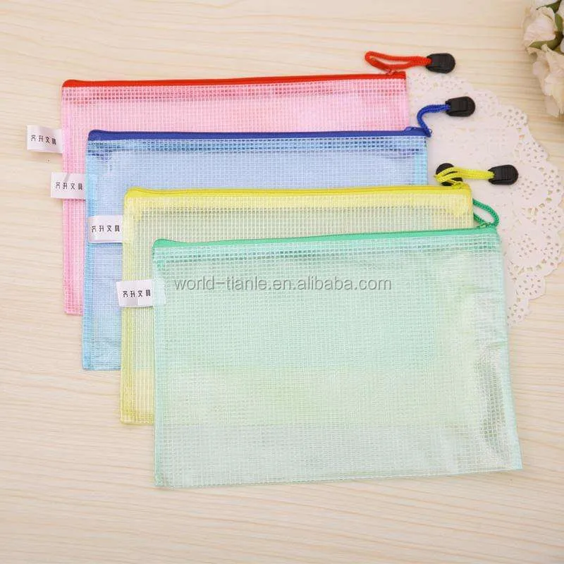 Transparent Clear Mesh Pvc Zipper Ziplock Document File Bag B5 Plastic