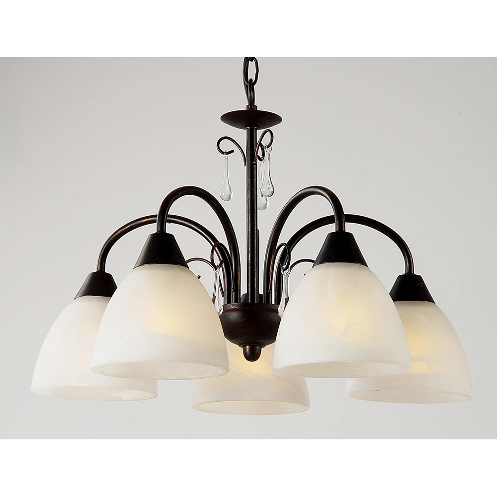 Decorative Ceiling E27 3/5/8 Lights lobby white brush golden glass shade brass living room chandelier