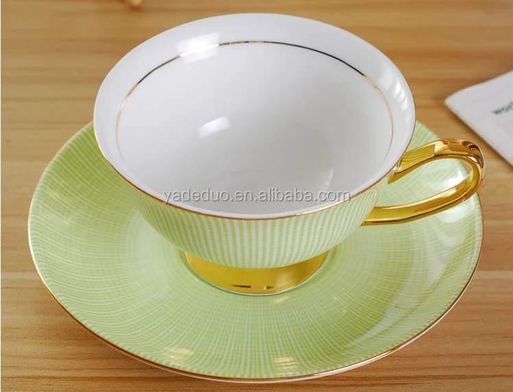 British Ceramic Gold Tea Cup Set Porcelain Gold Line Coffee Cup With