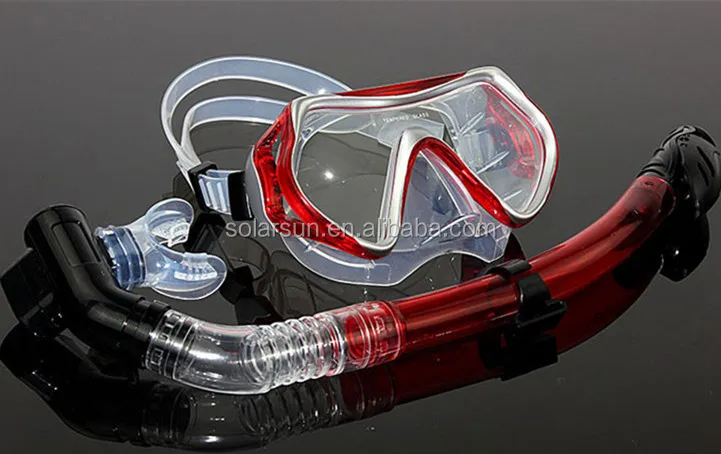 OEM Design Tempered Glass Snorkeling Mask Full Dry Diving Mask Set Waterproof Swimming Goggles
