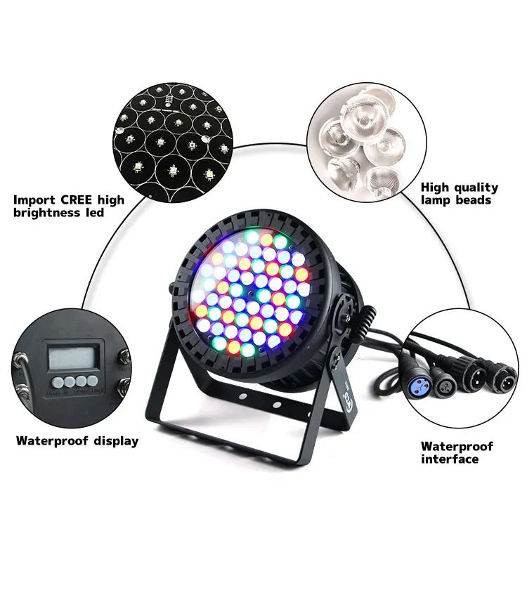 Waterproof IP65 54*3w 4in1 RGBW DMX Control LED Par Light For Outdoor Concert