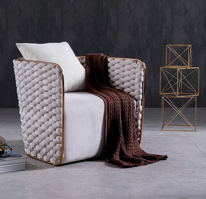 Beige Velvet Single Sofa Chair In Living Room - Buy Sofa Chair,Velvet