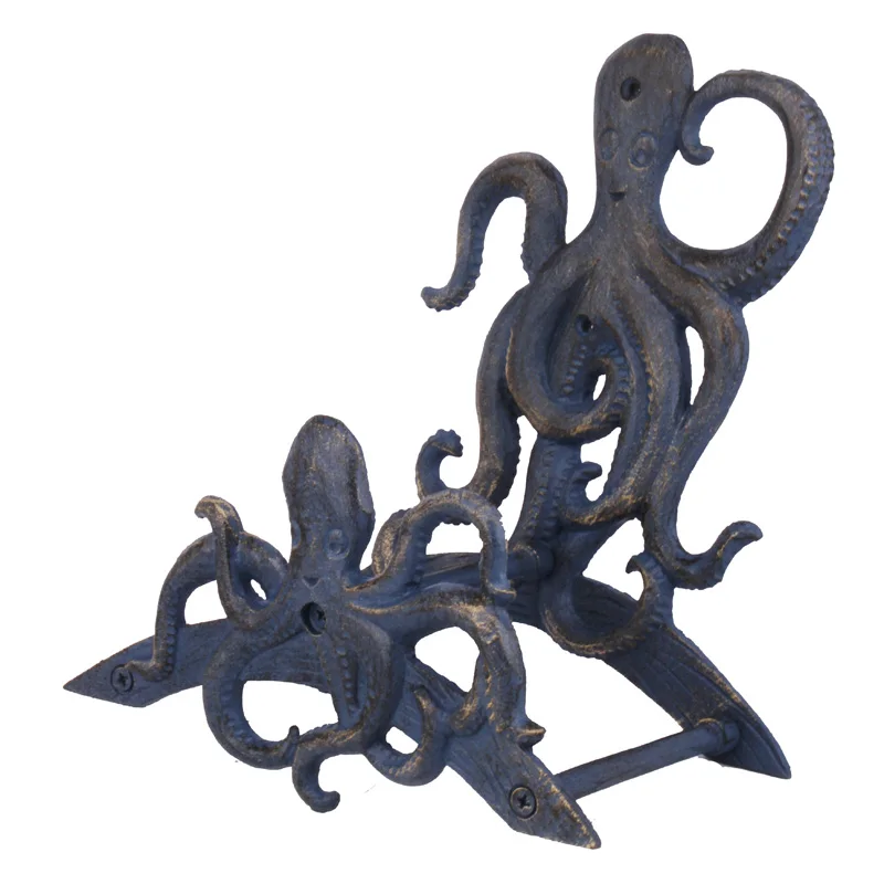Antique octopus shaped metal hose holder for garden decoration