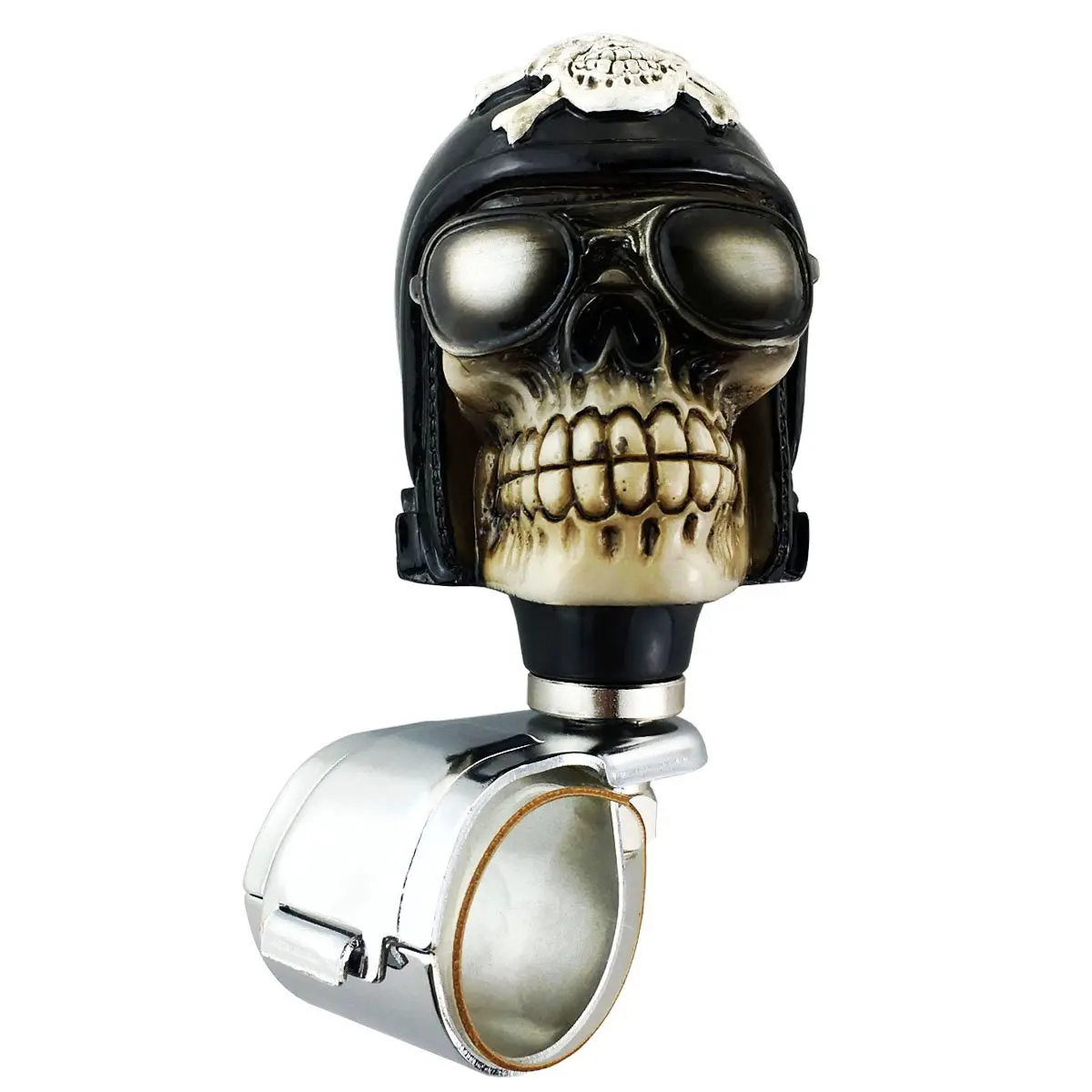 Abfer Suicide Knob Wheel Spinner Skull Steering Wheel Assist Knob Gold Steering Spinning Handle Ball for Vehicles