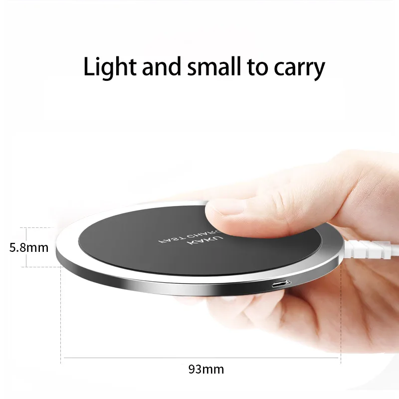 KAKU new 2018 qi charger 10 w zinc alloy fast x10 wireless charging pad charger