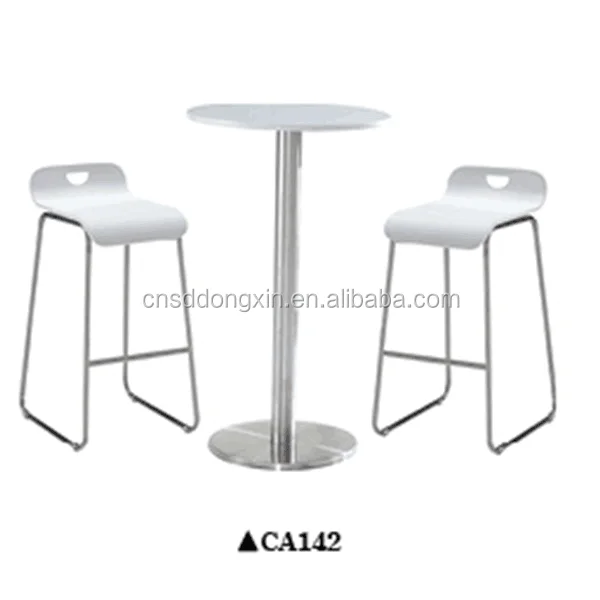 Stainless Steel Frame Coffee Shop Table And Chair High Top Bar Tables