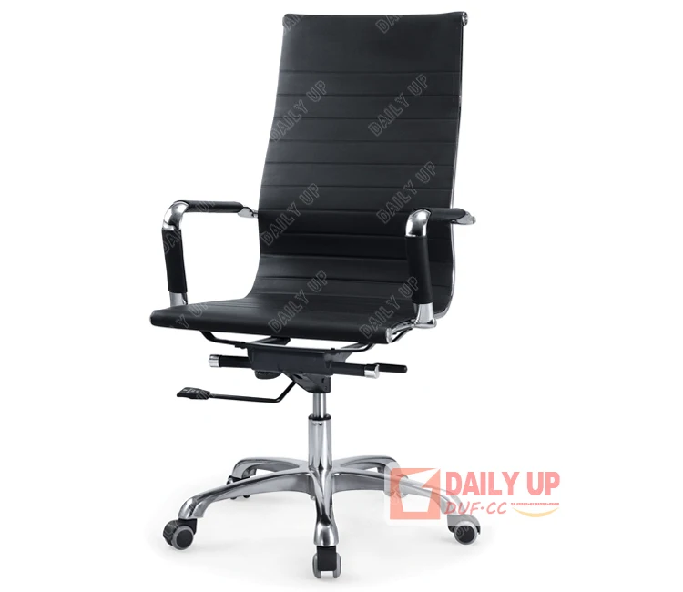 High Back Ribbed Armchair Height Adjust PU CEO Chair with Footrest Best Products For Import