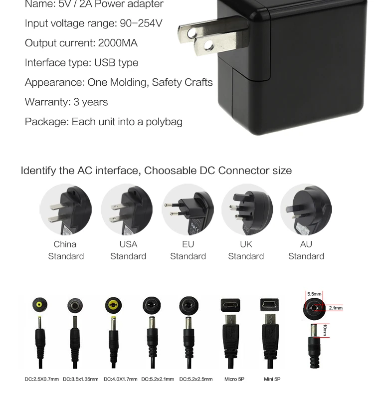 5V2A Mobile travel charger