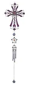 StealStreet Wind Chime Pewter And Gem Cross Hanging Garden Porch Decor