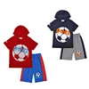 100% Cotton Goal Football Print Hooded Clubwear Kid Summer Clothing Set For Children