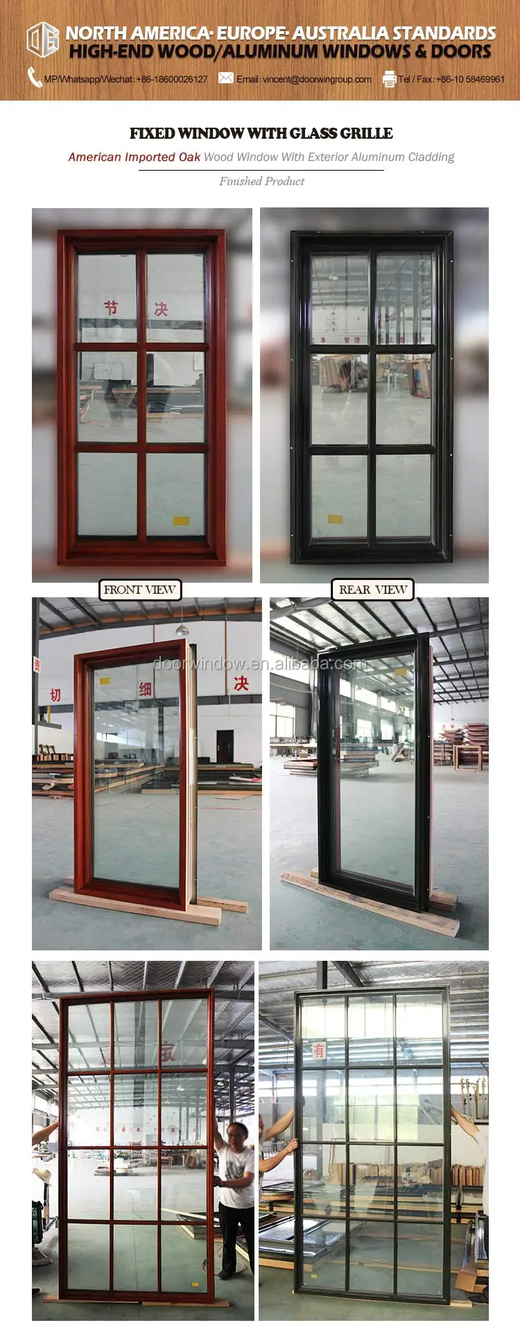 Better heat insulation 67mm profile pine clad thermal break aluminum gray casement window