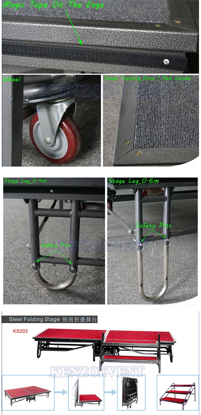 Mobile steel folding stage