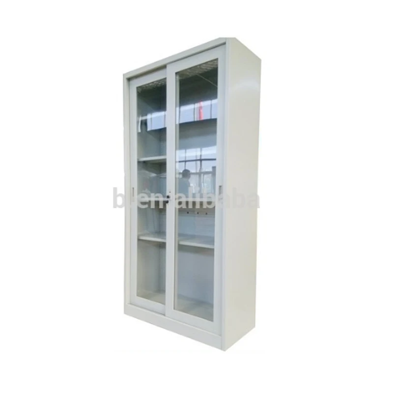 Glass Sliding Door Bookcase Cabinet Cupboard For Glasses Showcase