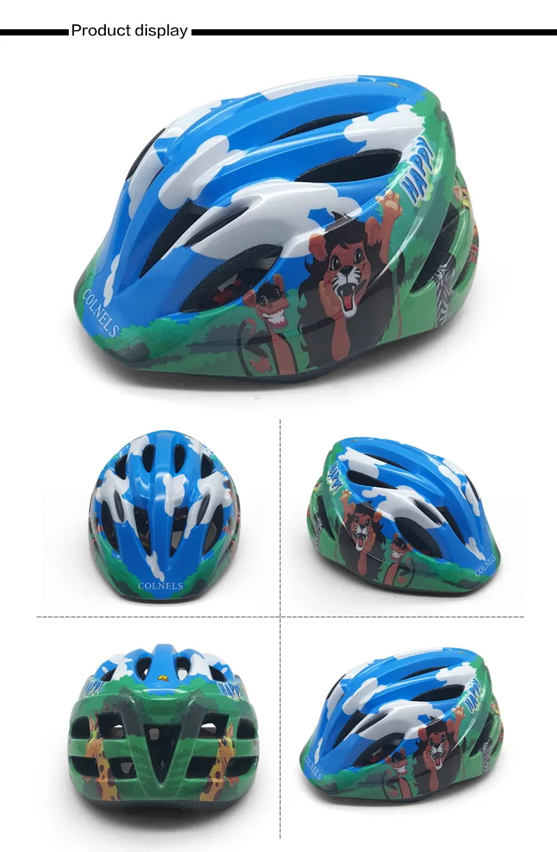 Blue Cartoon Style High Density Eps Foam Child Safety Helmet Integrally