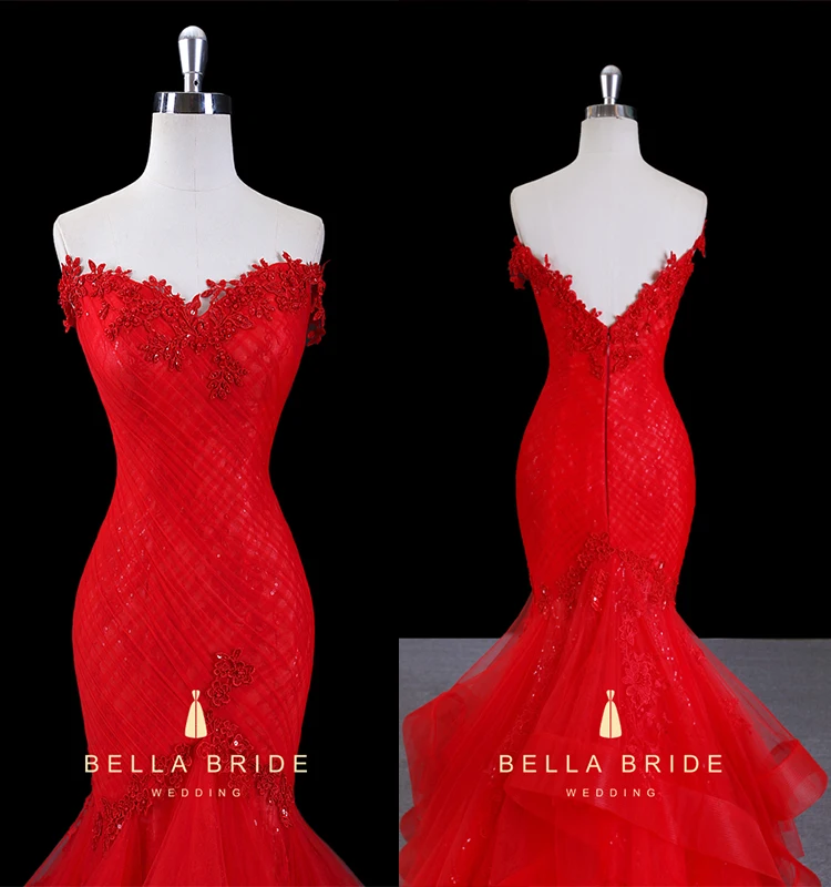 red color long frock