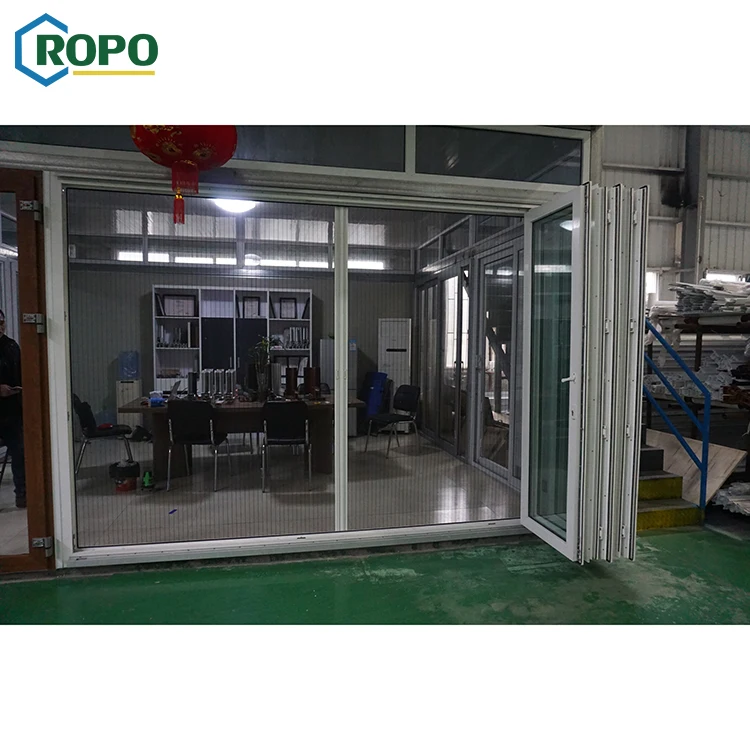 As2047 כפול זכוכית UPVC חיצוני פטיו Bifold אקורדיון דלתות