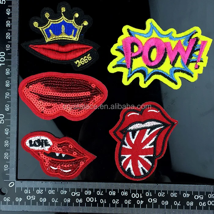 Lipstick style spangles sequins hot fix patch,comic hotfix patches