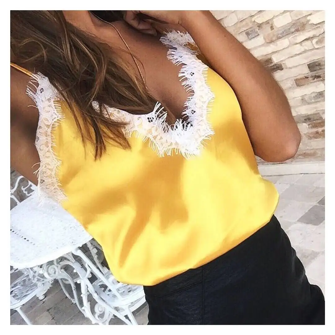 yellow silk cami top