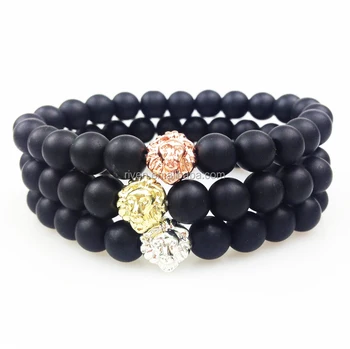Sn0353 Stock Gold Rose Silver Plated Lion Head Bead Bracelet Sn0353 Stock Gold Rose Silver