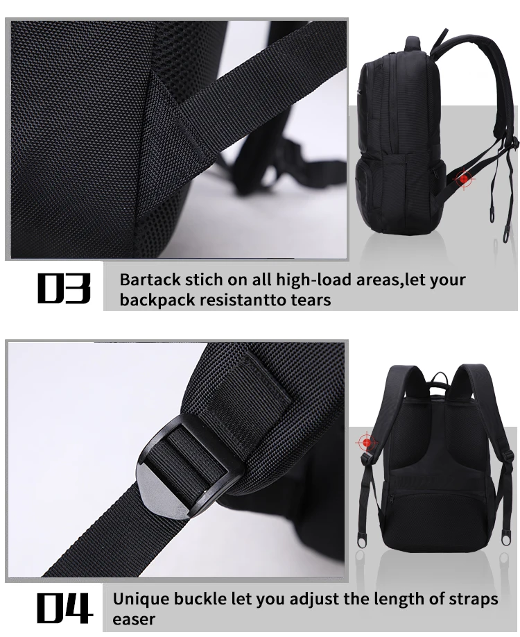 Aoking 17 Inch Hidden Compartment Mens Business Waterproof Bag Backpack