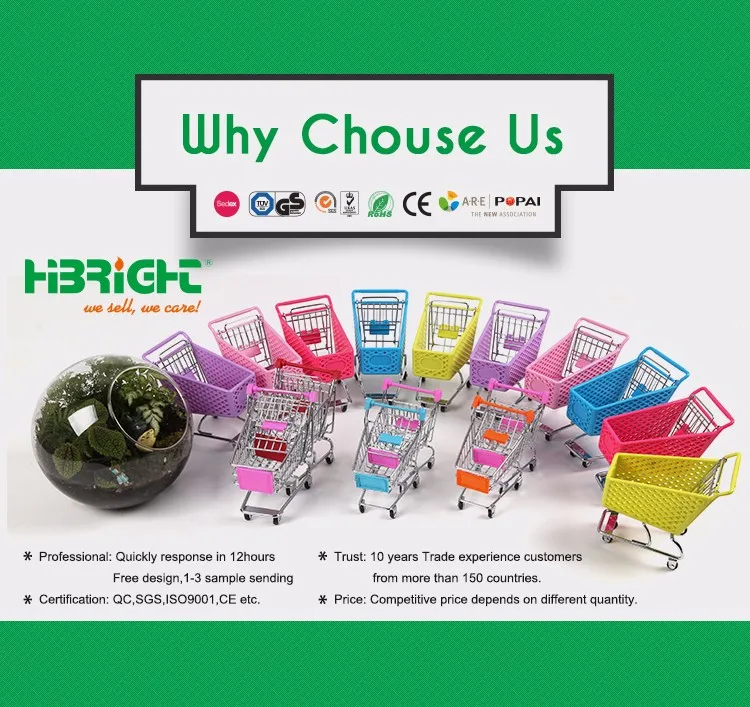 Colorful Miniature Small Kids Grocery Trolley Desk Organizer Mini