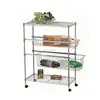 NSF certificated Food serive Chrome finish basket storage wire shelving 4 tier with wheels